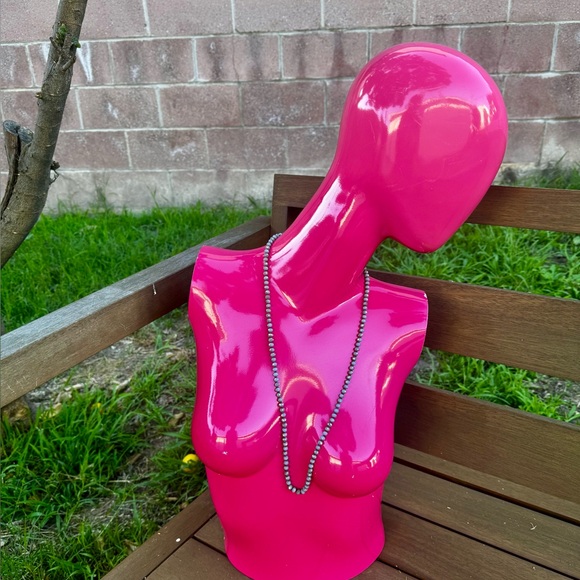 Jewelry - Faceted Gray Czech Glass Bead Necklace w Pearlized Finish & Brass Spacers